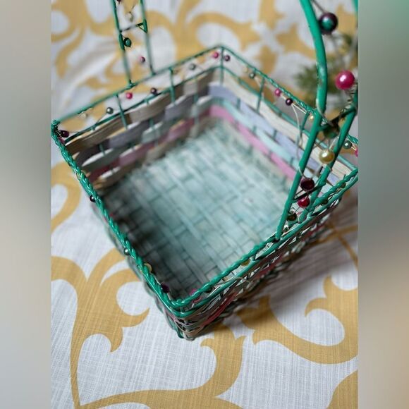 Purple Multicolor Square Woven Basket Beaded Border Details BONUS Purple Decor S - Picture 7 of 7